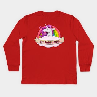 Fabulous Unicorn Rainbow Kids Long Sleeve T-Shirt